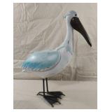 Nautical metal and wood pelican decor