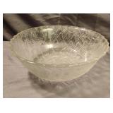 Vintage 9 In Clear Glass Basket Weave Patterned