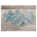 Murano Sky Blue Swirl Glass Bowl Italy