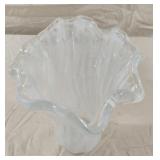 Tammaro White Glass Vase Ruffled New With