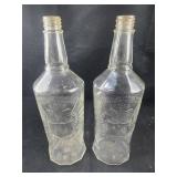 2 - glass liquor bottles,  Double Head Eagle