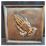 vintage Coppercraft Guild praying hands wall