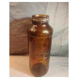 Vintage amber Water/Juice glass bottle full quart