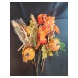 Faux flowers pumpkins decor