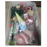 Christmas decor in a lidded tote