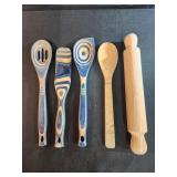 Wooden spoons and rolling pin