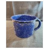 blue enamelware camping mug 5x4