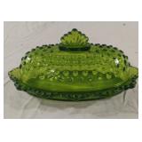Vintage Fenton Hobnail covered butter dish in