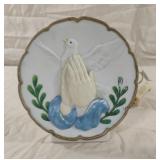 Praying hands ceramic night light. Works
