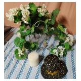 Greenery and floral decor, candle and more.....