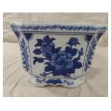 Blue and white blue ceramic planter