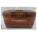 Vintage sewing machine box with tray and sewing