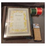 4 photo frames, jute and ribbon