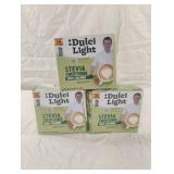 Dulci Light Stevia Sweetener 3-100 ct boxes. Exp.