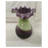 Handblown Ruffled Layered Colorful Art glass vase