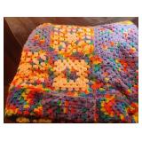 Crocheted throw multi color