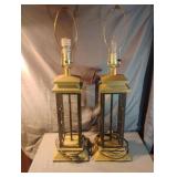 Mid-century modern Art Deco-style iron cage lamp.