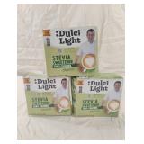 Dulci Light Stevia Sweetener 3-100 ct boxes. Exp.