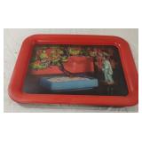 Vintage metal tin Asian themed tray