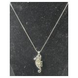 Seahorse Pendant with fresh water pearl on silver