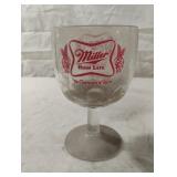 Vintage Miller Beer Stemmed Goblet Glass 6" Tall