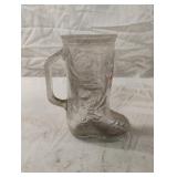 vintage cowboy boot-shaped glass mug Houston