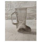 Vintage cowboy boot-shaped glass mug