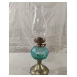 Vintage Victorian style blue oil lamp