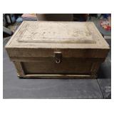 Vintage wood box with contents