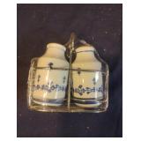 Blue and white ceramic salt and pepper shaker set