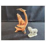 collectible faux wood carving statue of a howling