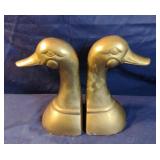Vintage solid brass duck book ends