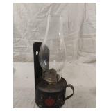 Vintage metal hand painted oil lamp