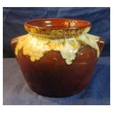 Vintage brown drip glaze bean pot