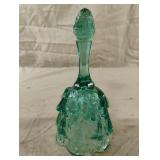 Vintage green blue glass bell