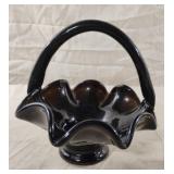 Vintage Fenton black handled basket