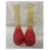 Vintage Set 2 Jeannette Glass Amberina Flashed