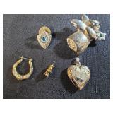 14kt gf mom heart pendant , Sheila pin, angel