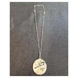 pewter bird necklace featuring a hand-painted