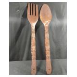Vintage hand carved kitchen tiki-style fork and