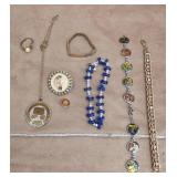 Bracelets, Smokey mtn pendant, vtg pins, child's