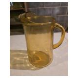 Vintage Amber Glass Pitcher Pinched Retro 9.5'