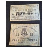 replica banknotes from the Civil War era ,top