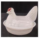 Vintage Westmoreland Milk White Glass Hen on Nest