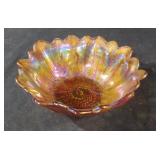Vintage Carnival Glass Marigold Ruffled Bowl