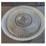 vintage Indiana Glass Diamond Point Clear Torte