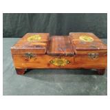 Vintage cedar nautical style trinket box