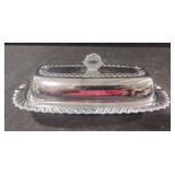 Silver colored butter dish