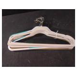 Velvet covered and plastic hangers. 9 total