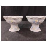 Vintage ceramic floral pedestal candy bowls. Set
